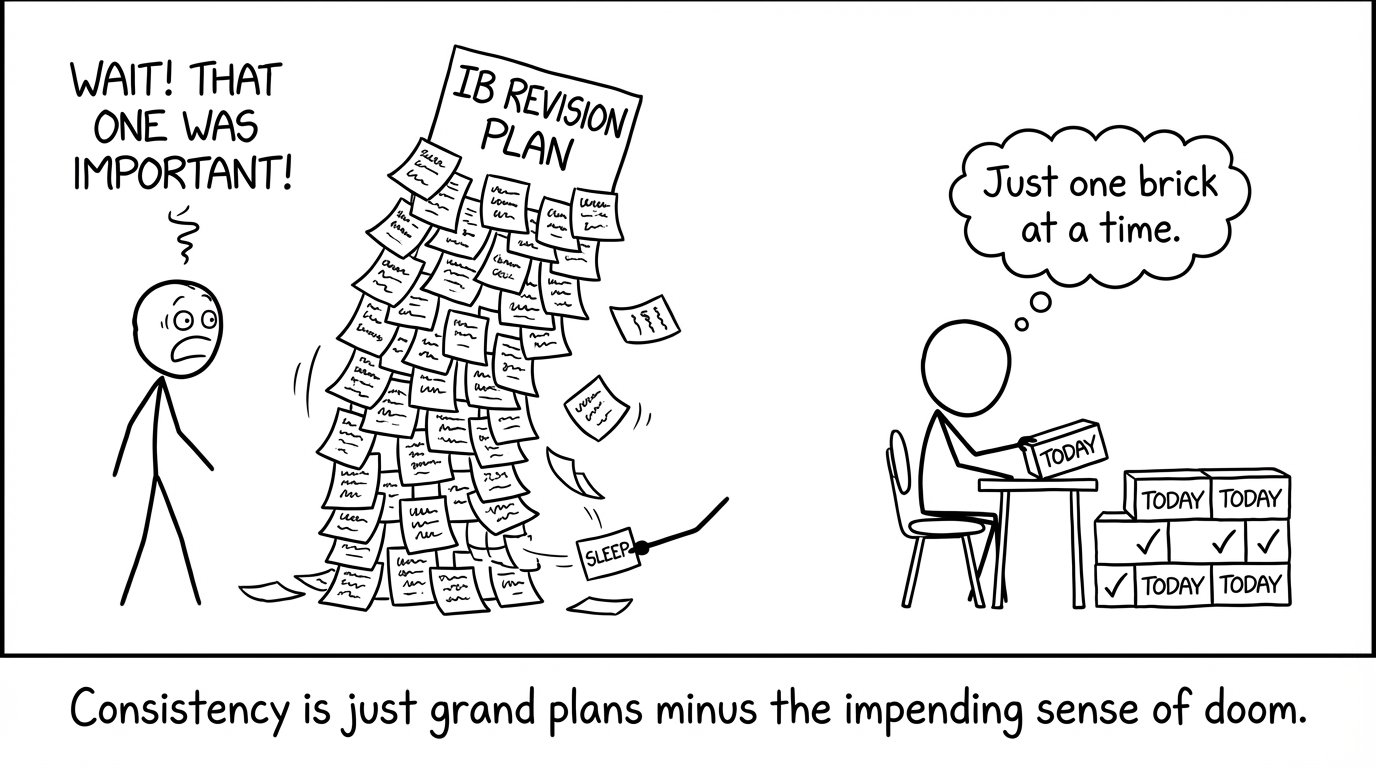 A tall revision plan collapses while a small checklist survives