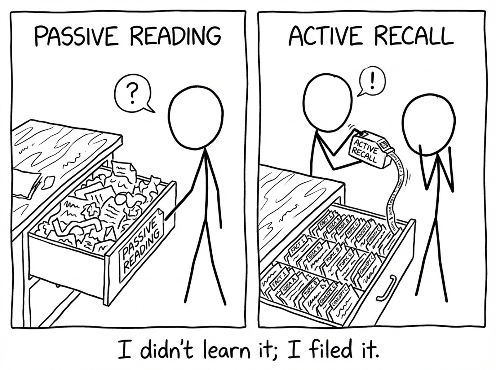 Active recall filing cabinet XKCD comic