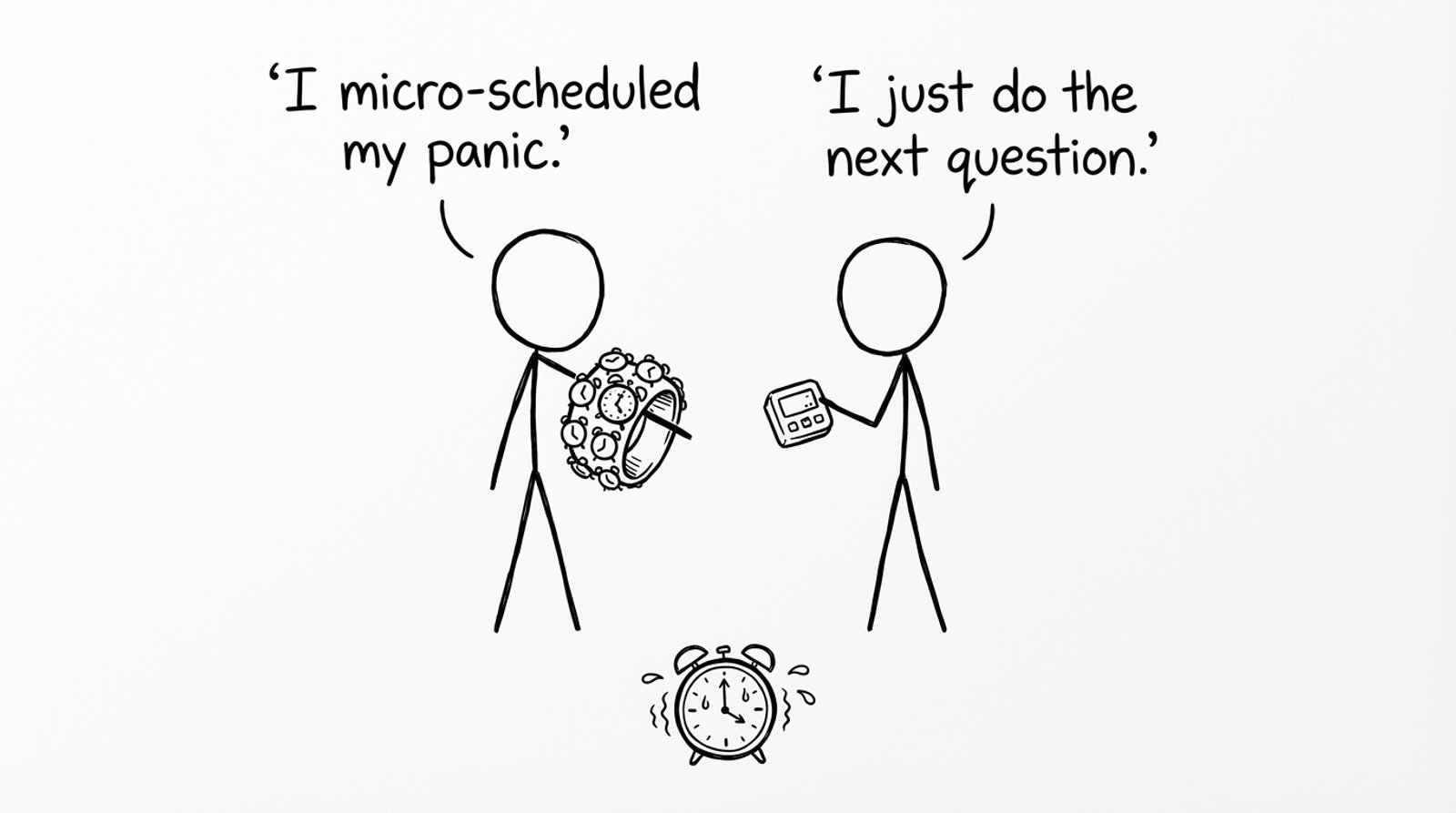 Time management: micro-scheduled panic vs next question