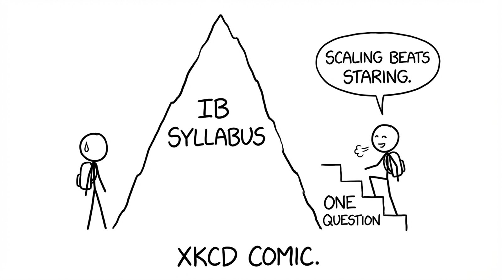 Choosing the “one question” staircase over the “IB syllabus” mountain