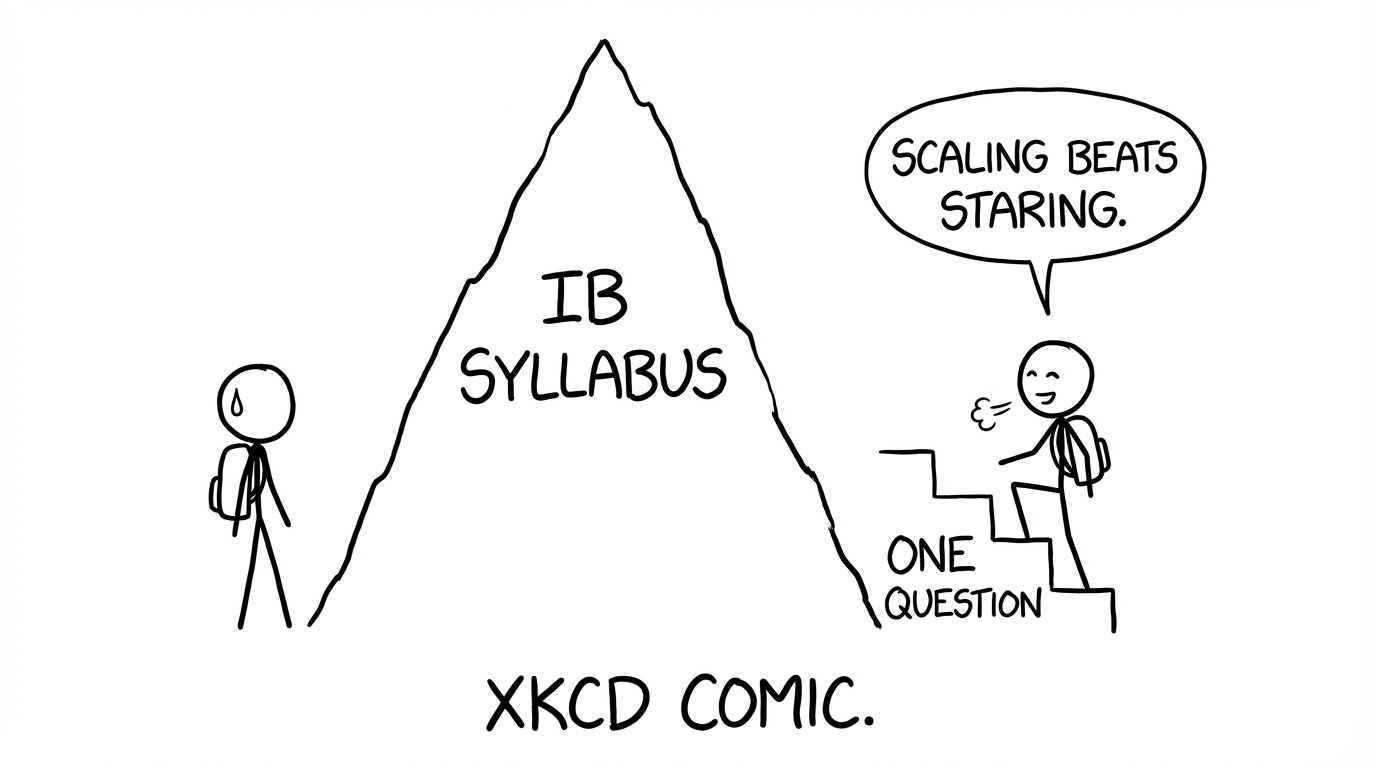Choosing the “one question” staircase over the “IB syllabus” mountain
