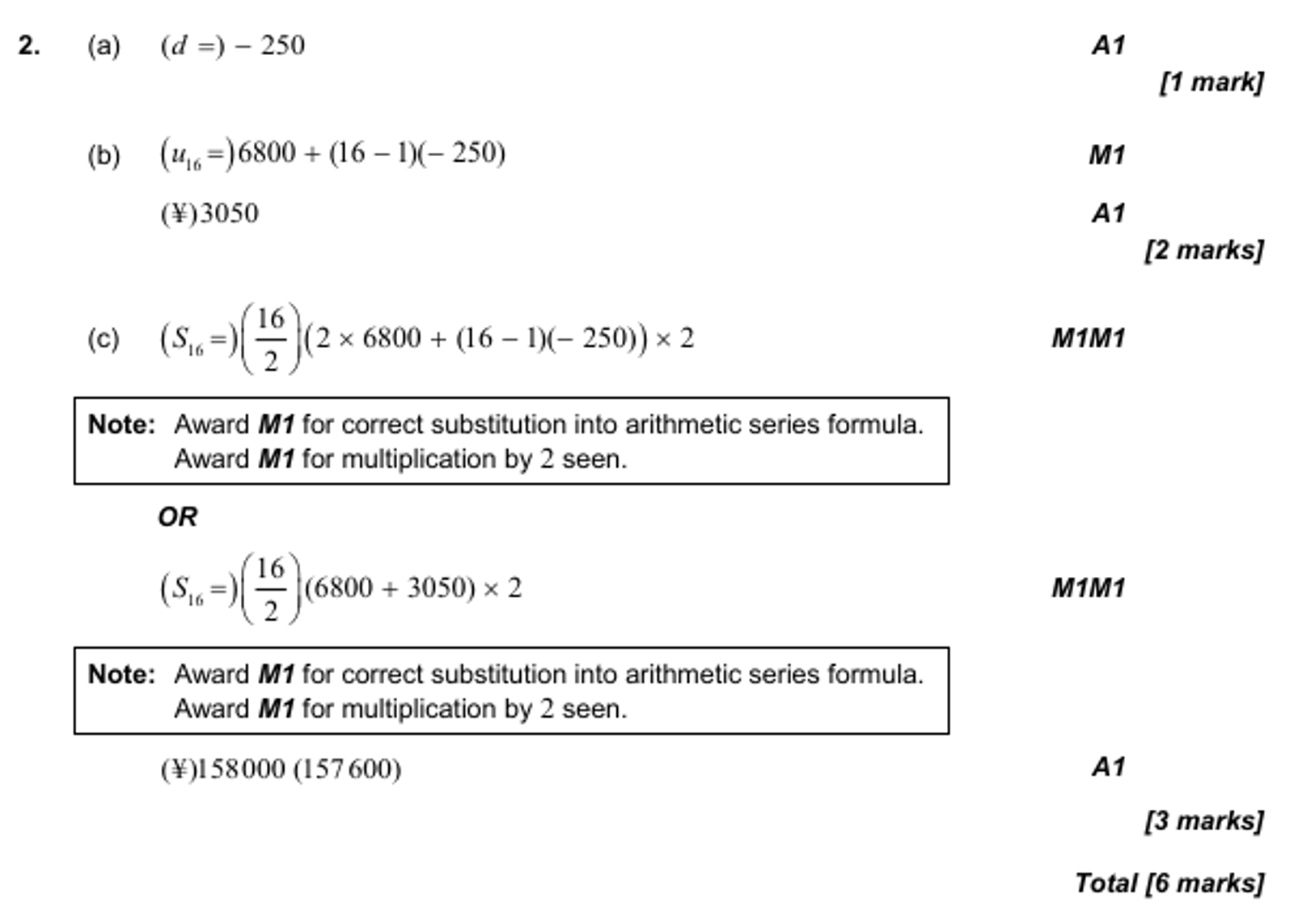 Mark Scheme of Practice Problem