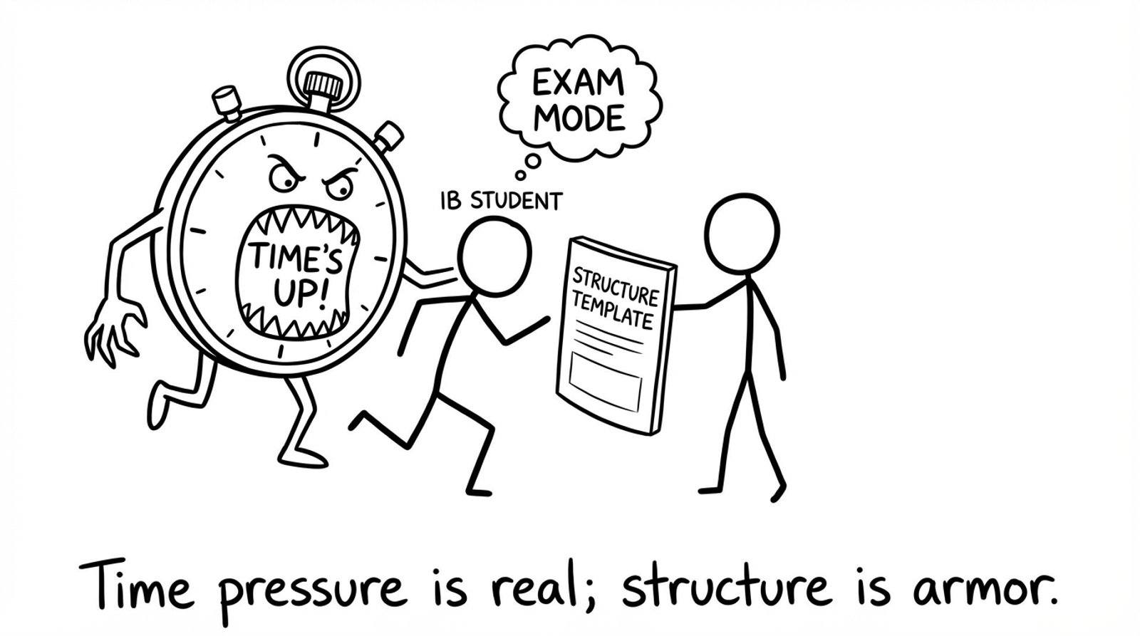 Timer monster chasing a student with a structure shield