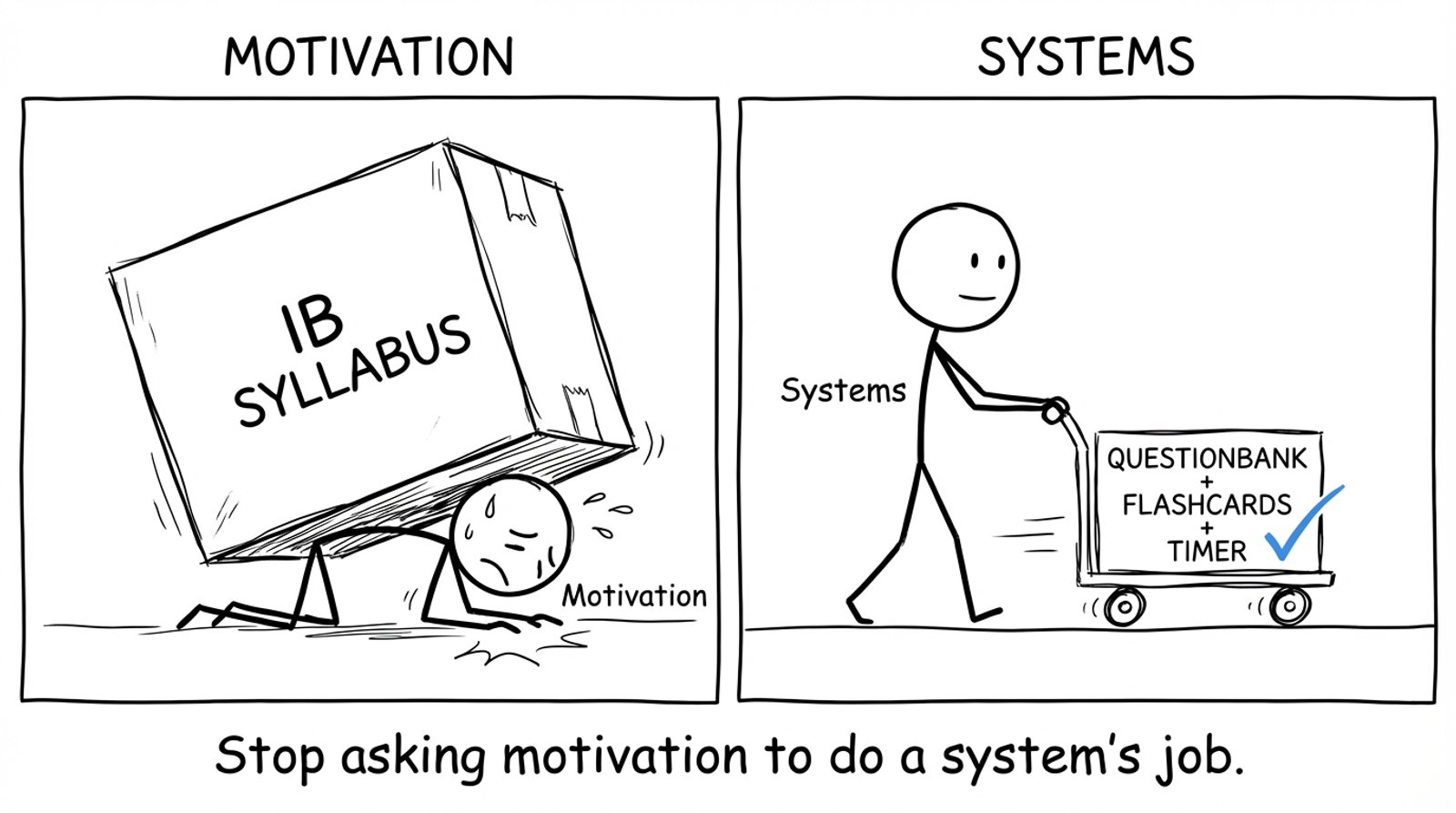 Motivation collapses under “IB syllabus” while Systems rolls a cart