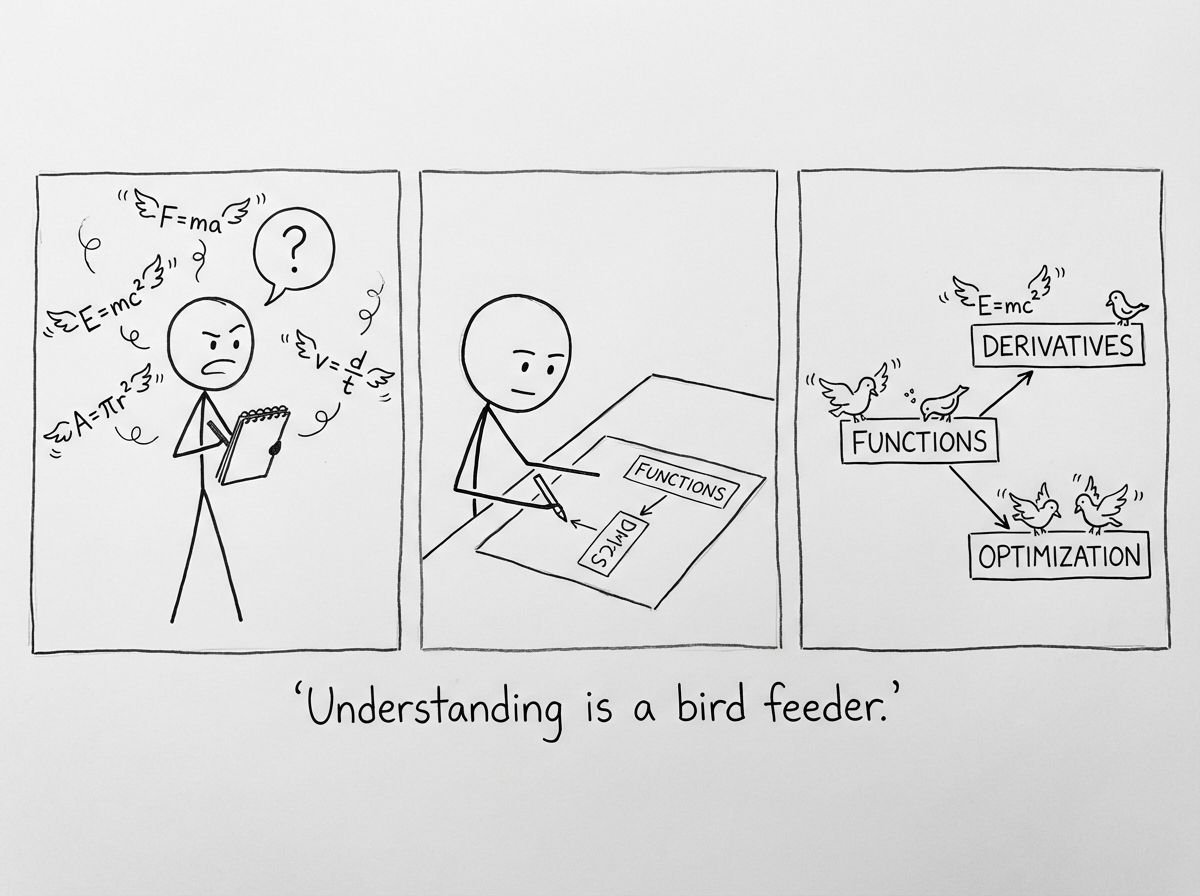 Understanding is a bird feeder XKCD-style comic