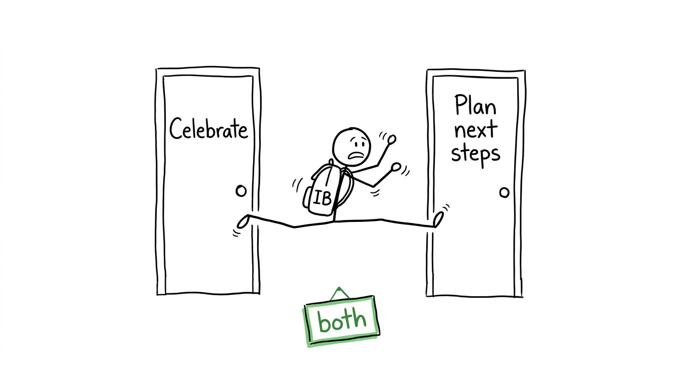 Two doors: Celebrate vs Plan next steps