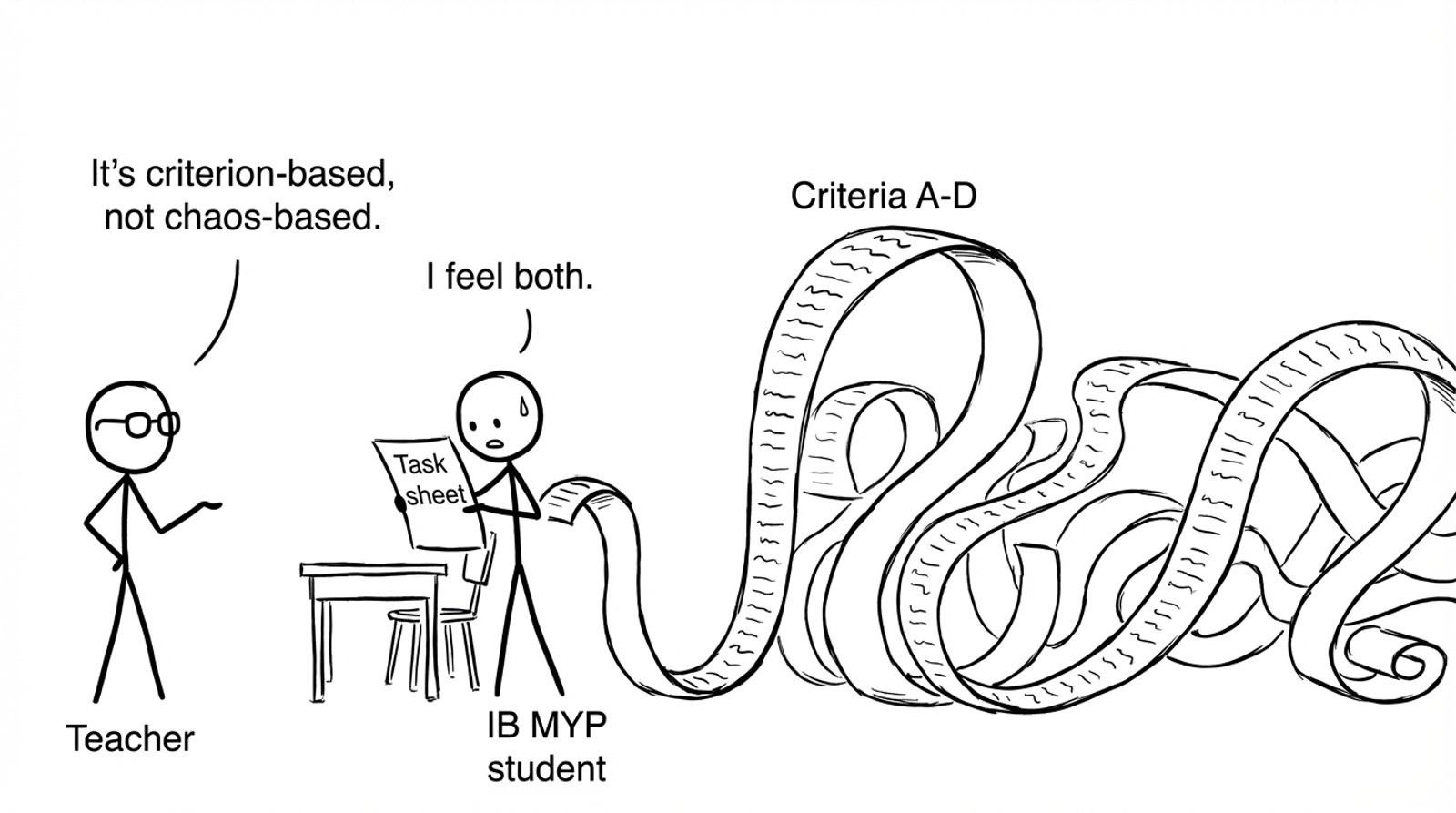 A task sheet scrolls across the room