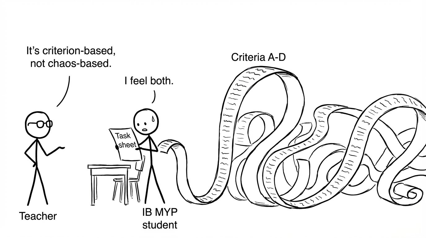 A task sheet scrolls across the room