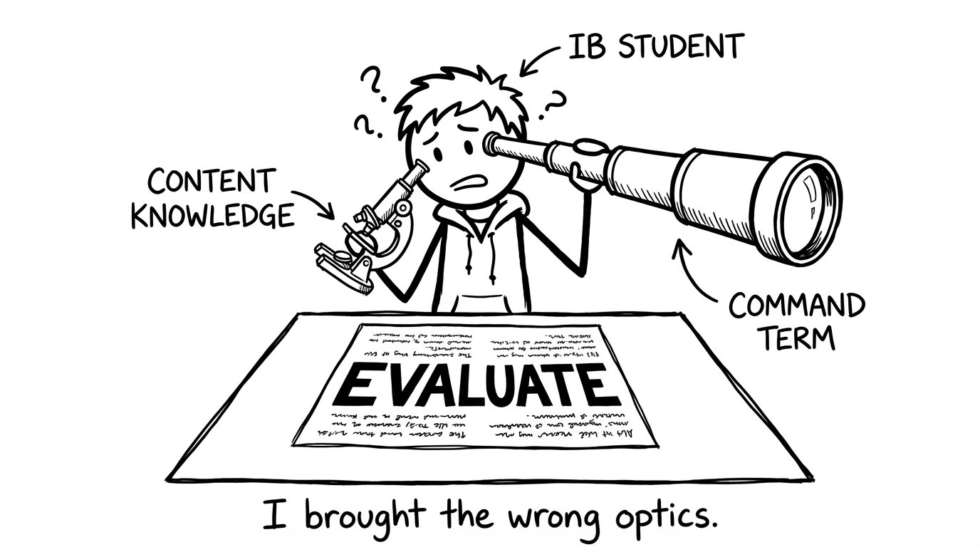 Student brings the wrong optics to command terms