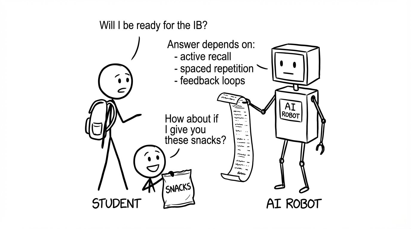 An AI robot prints a receipt listing active recall and feedback loops