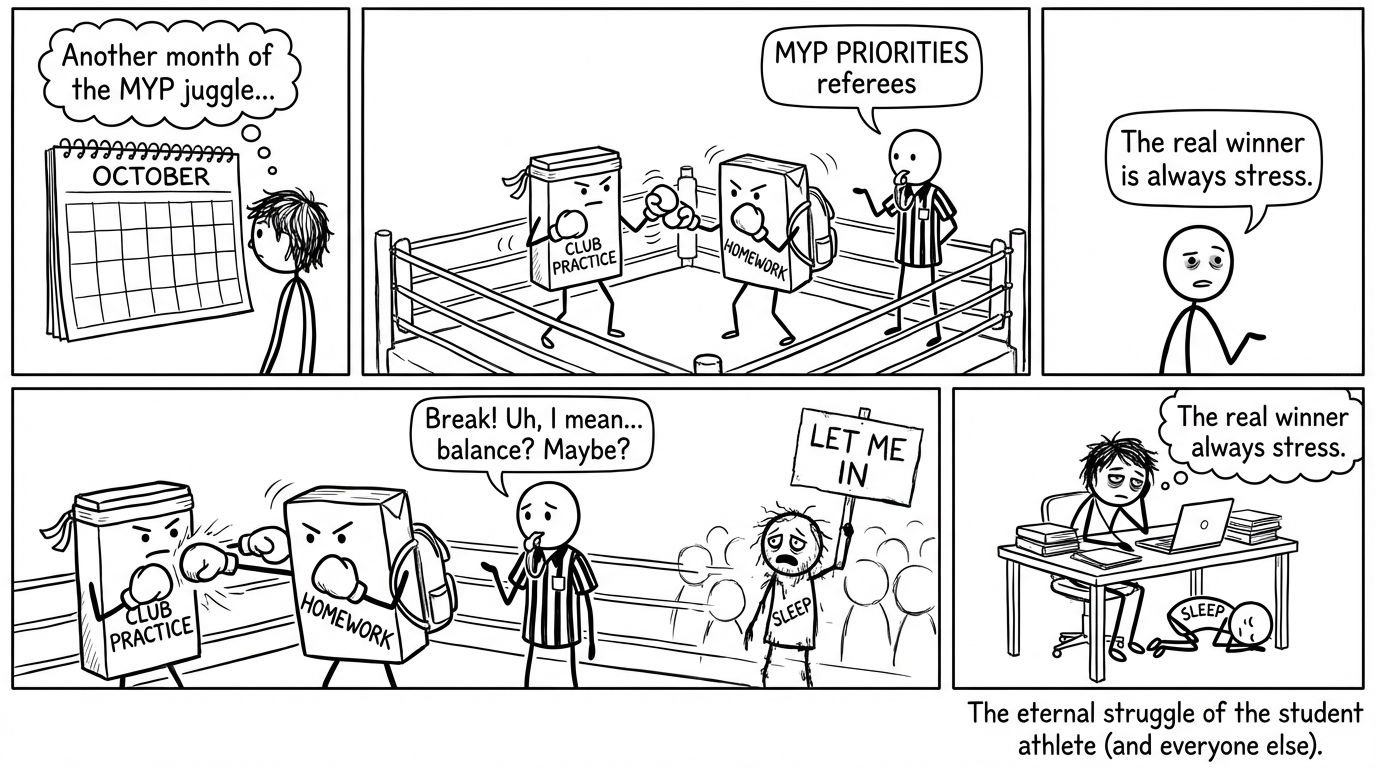 Calendar boxing match between homework and practice