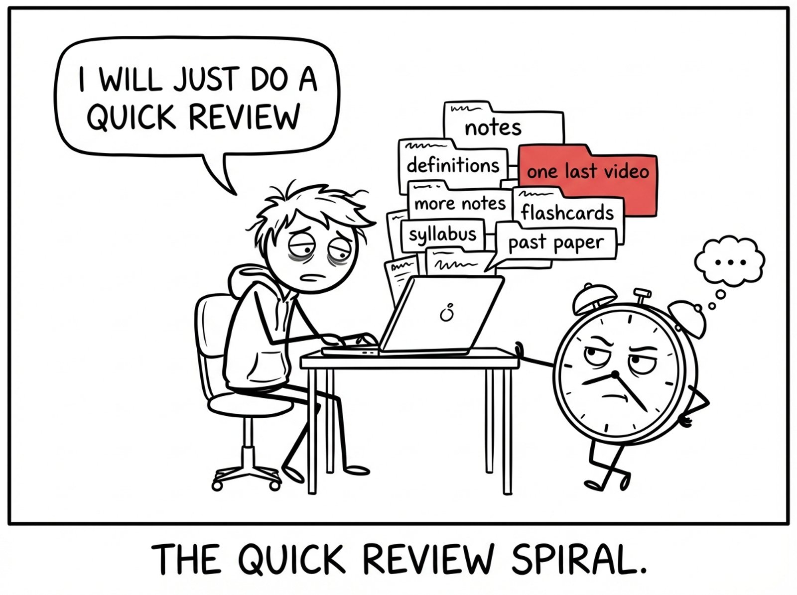 A tired student opens 27 tabs for a “quick review”