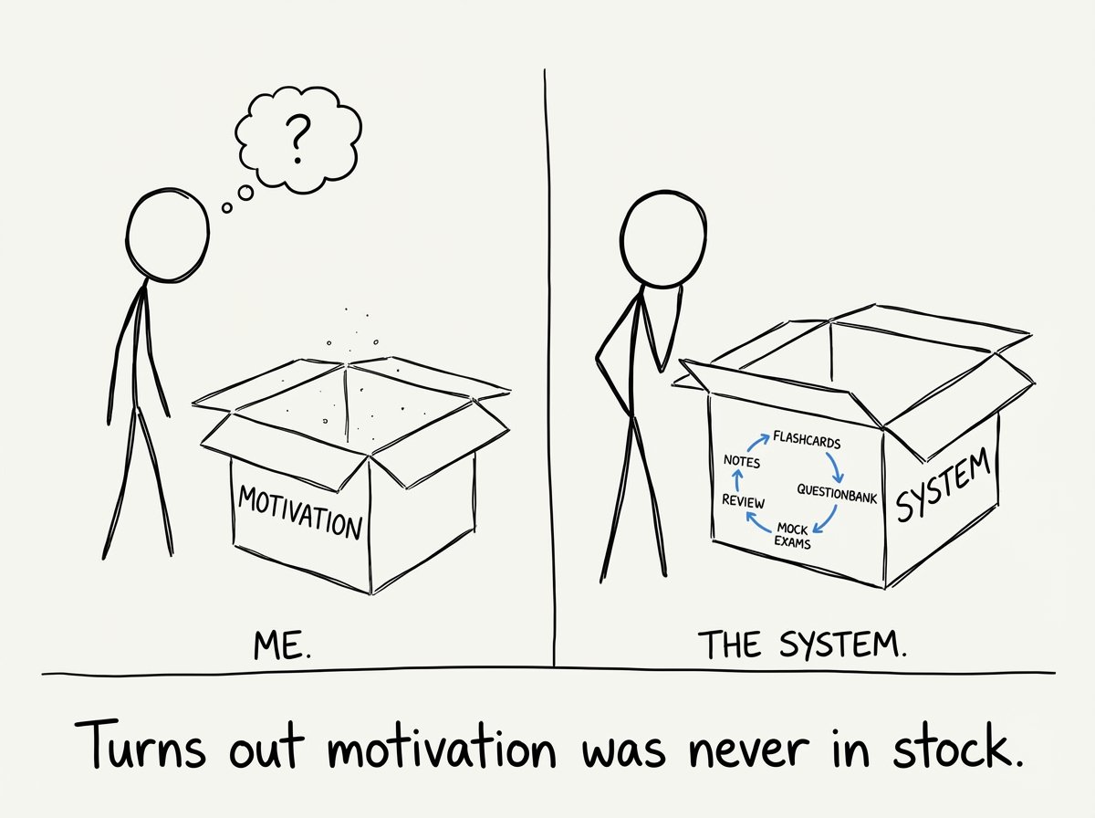 Motivation box empty, system box full