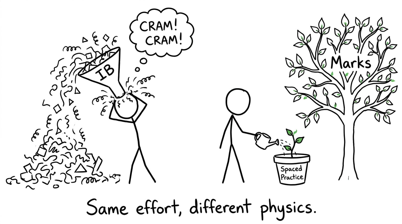 Cramming with a funnel vs watering spaced practice