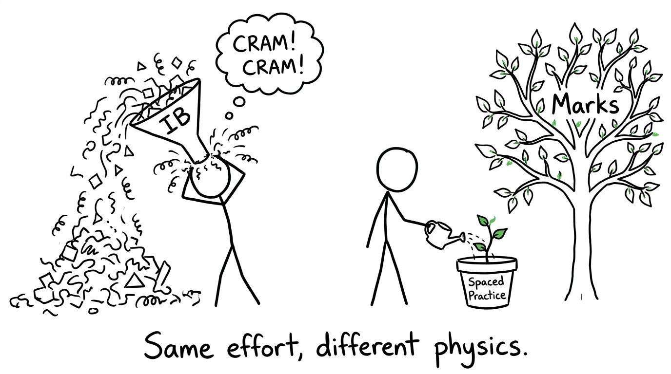 Cramming with a funnel vs watering spaced practice