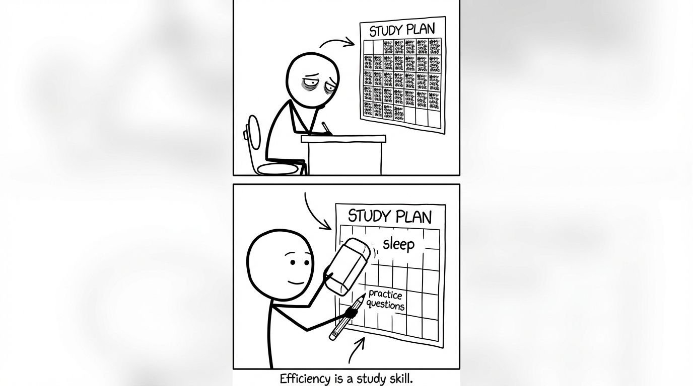 A student edits a calendar to include sleep and practice questions