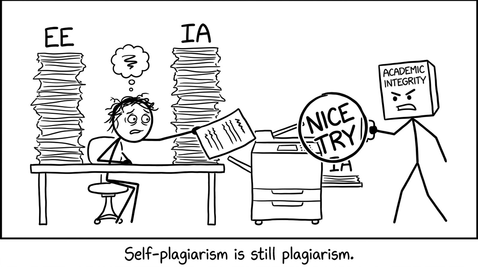 Stressed student tries to photocopy EE into IA