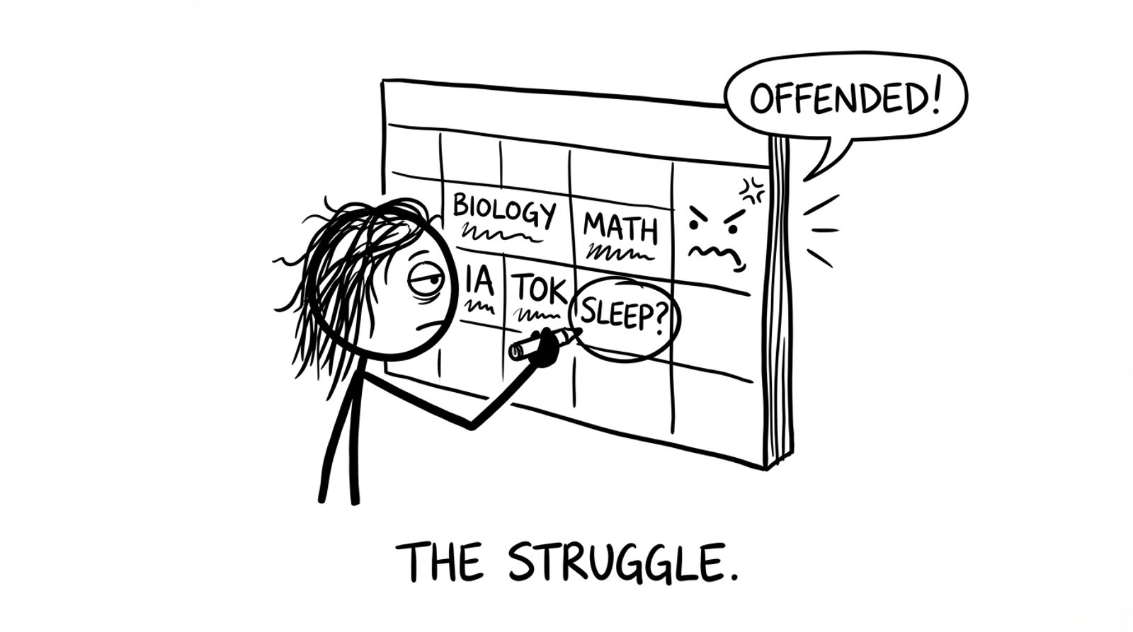 Calendar looks offended by “Sleep?”