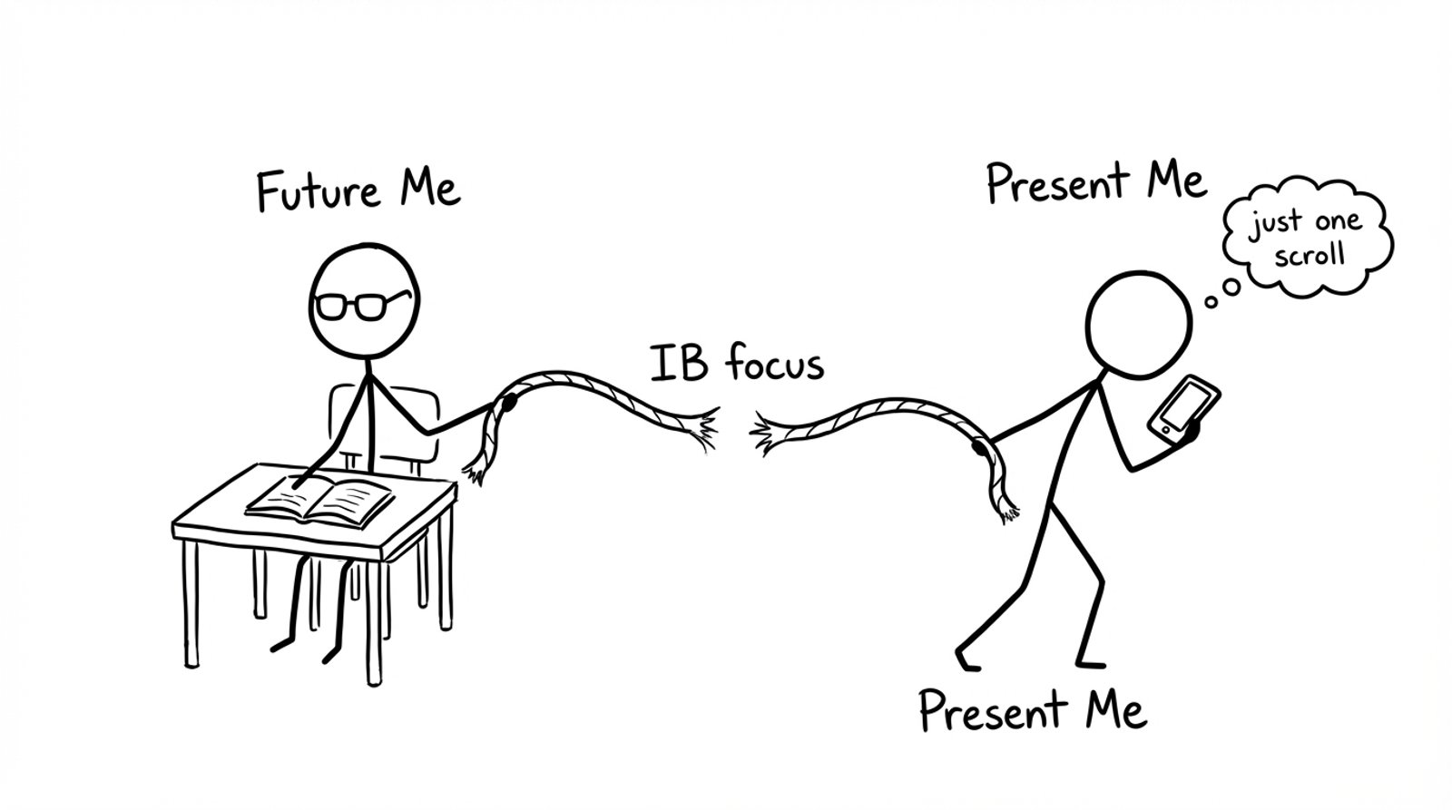 Present Me vs Future Me tug-of-war over IB focus