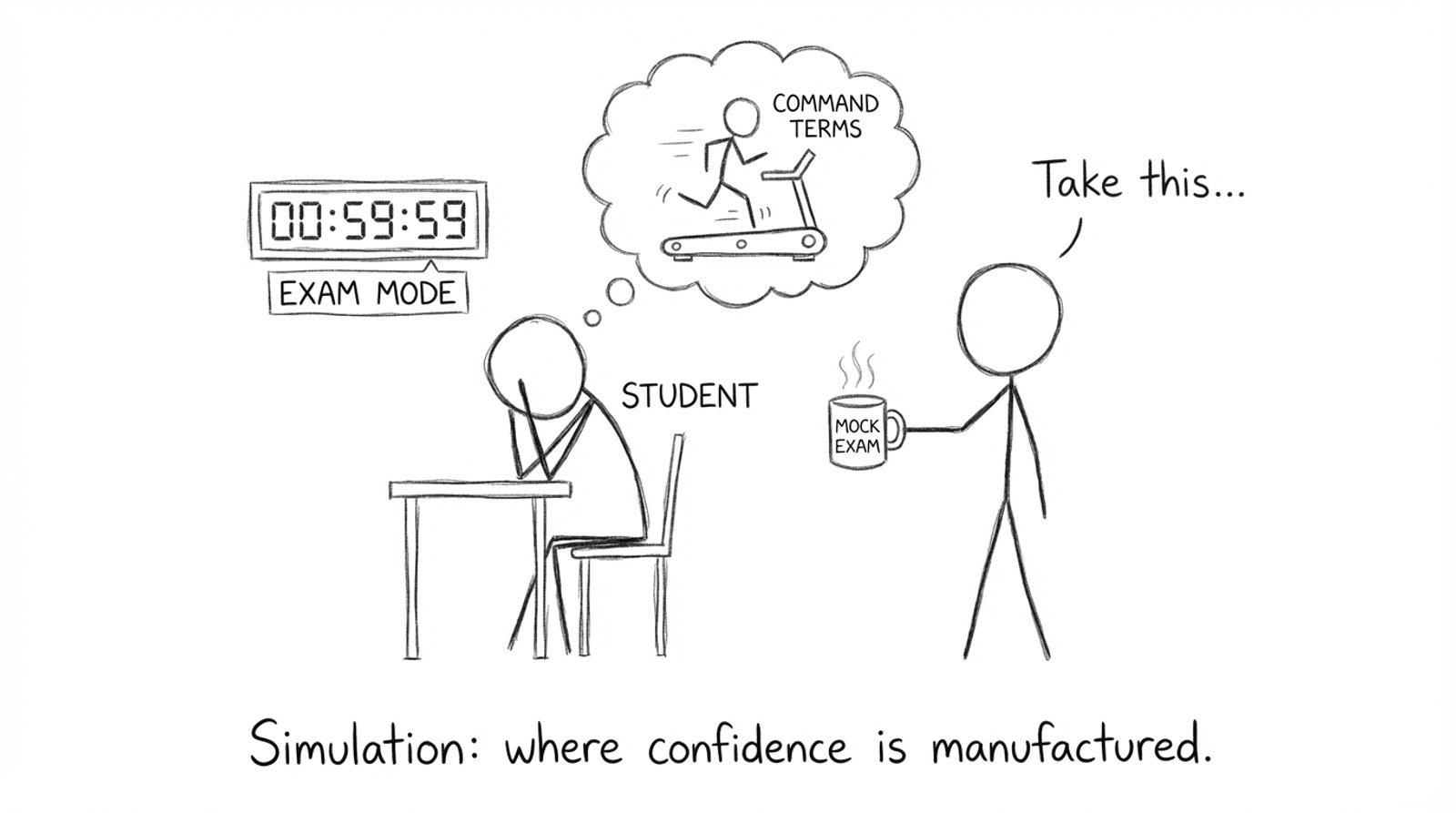 Exam Mode timer with command terms treadmill