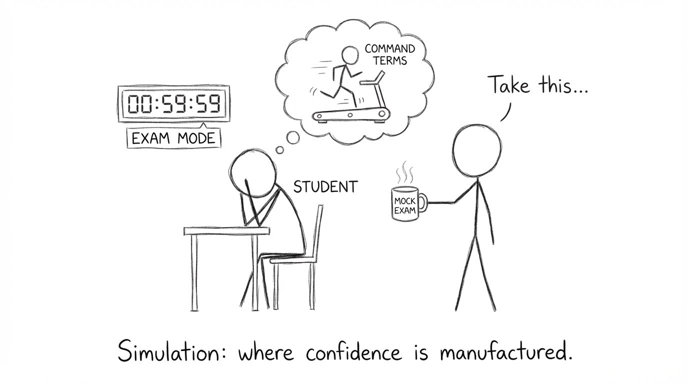 Exam Mode timer with command terms treadmill