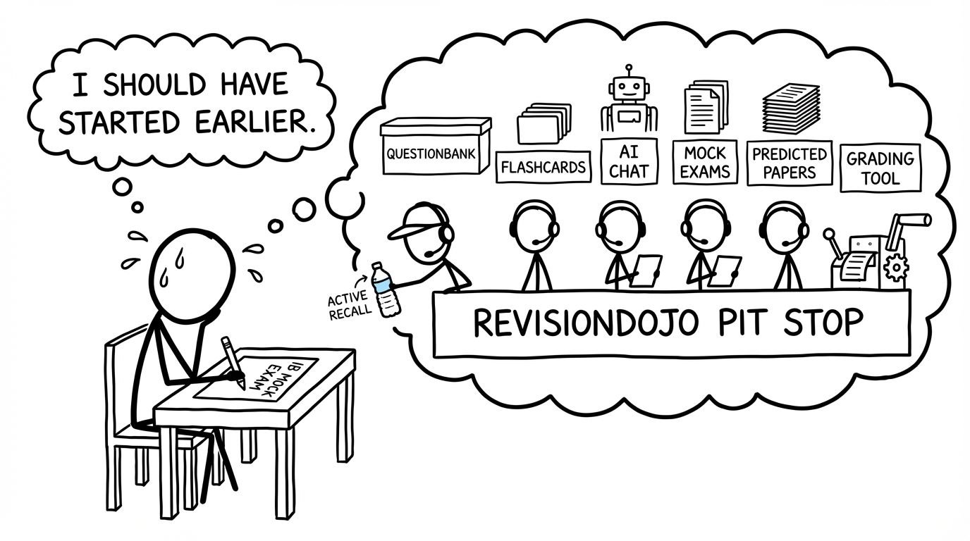 Pit crew of RevisionDojo tools at a mock exam