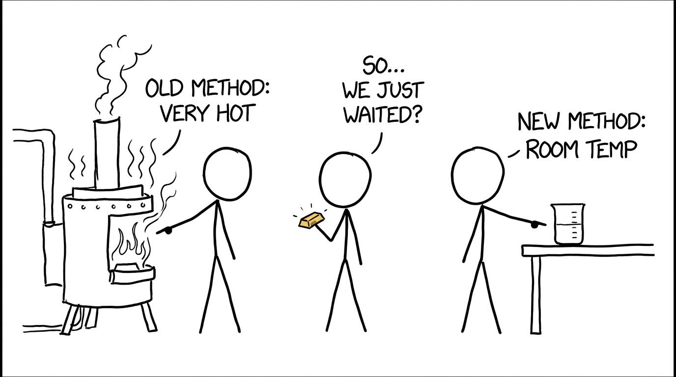 Old method hot furnace vs room-temp process joke