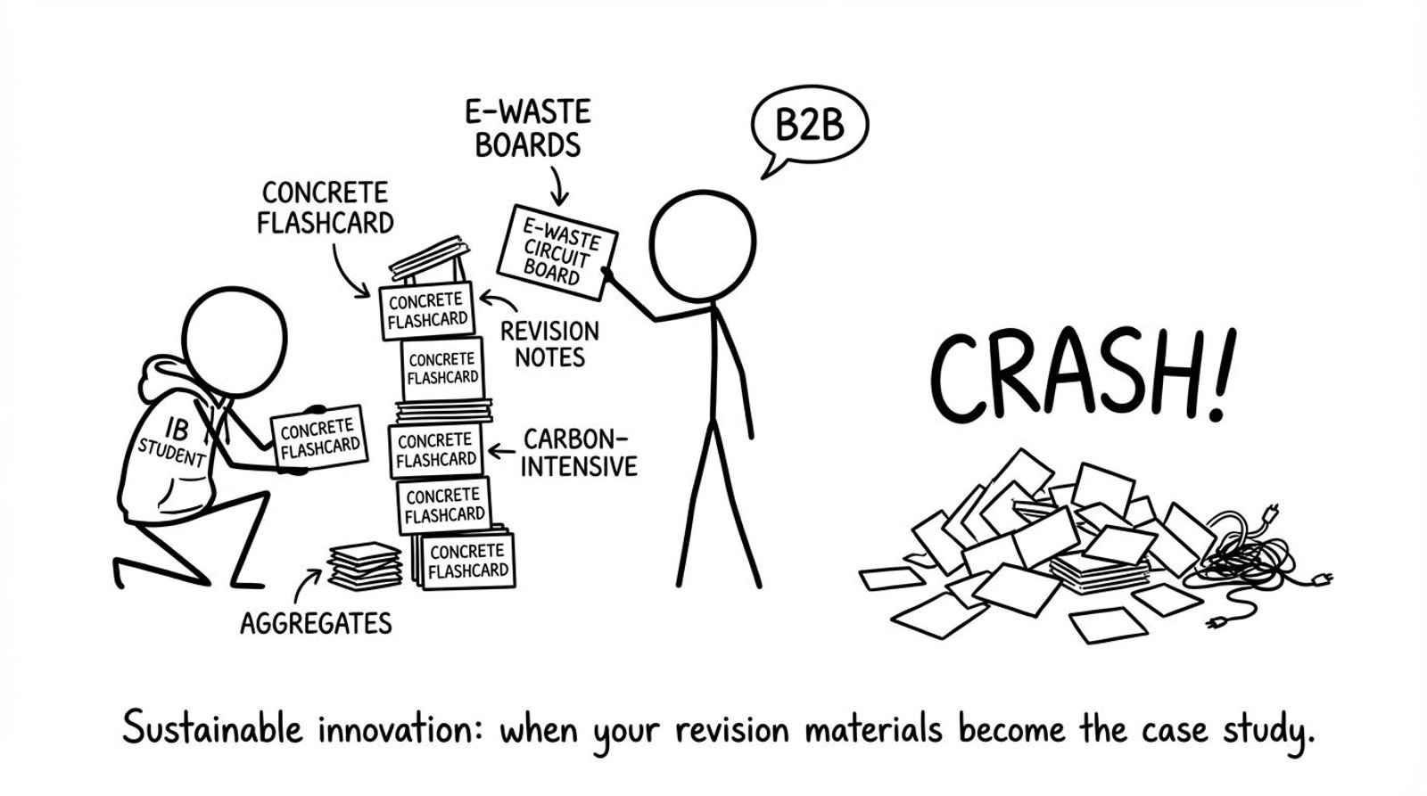 An IB student builds a skyscraper from flashcards