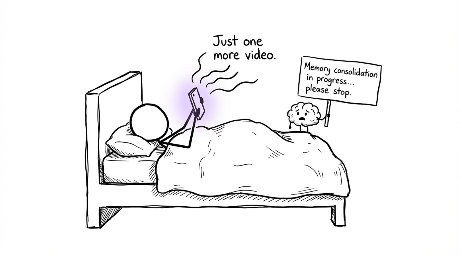 Phone scrolling vs brain trying to consolidate memory