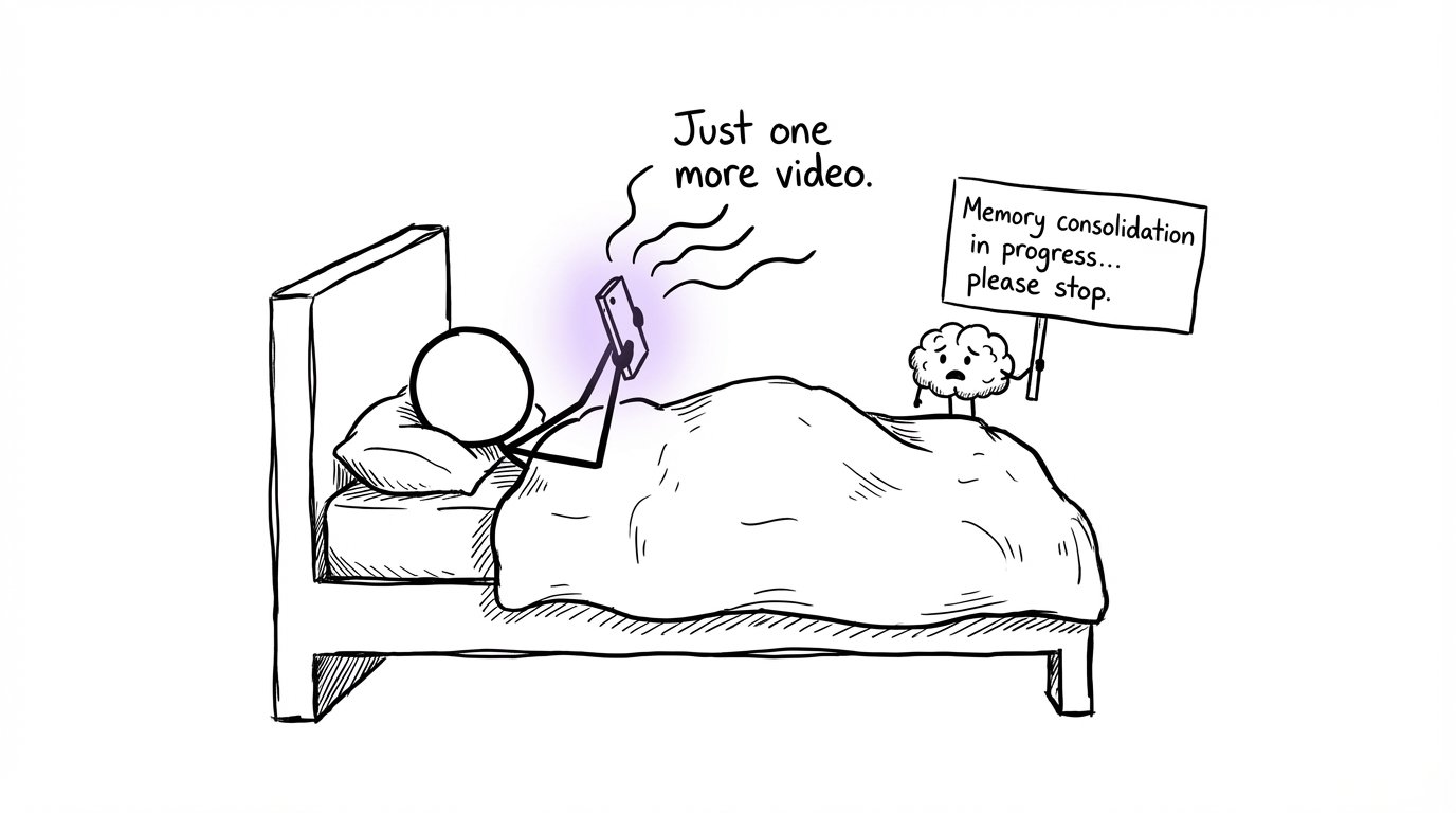 Phone scrolling vs brain trying to consolidate memory