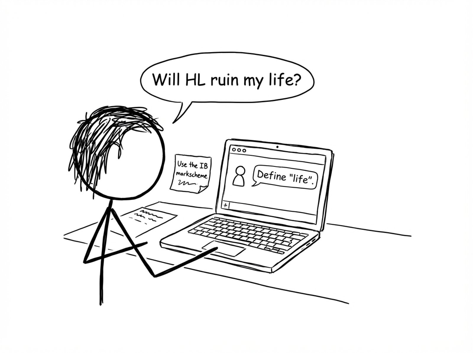 Student asking AI if HL will ruin life