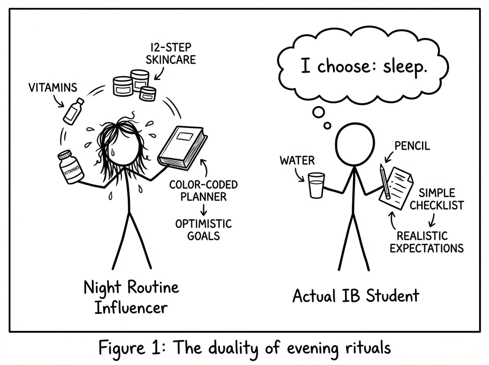 Influencer routine vs real student routine