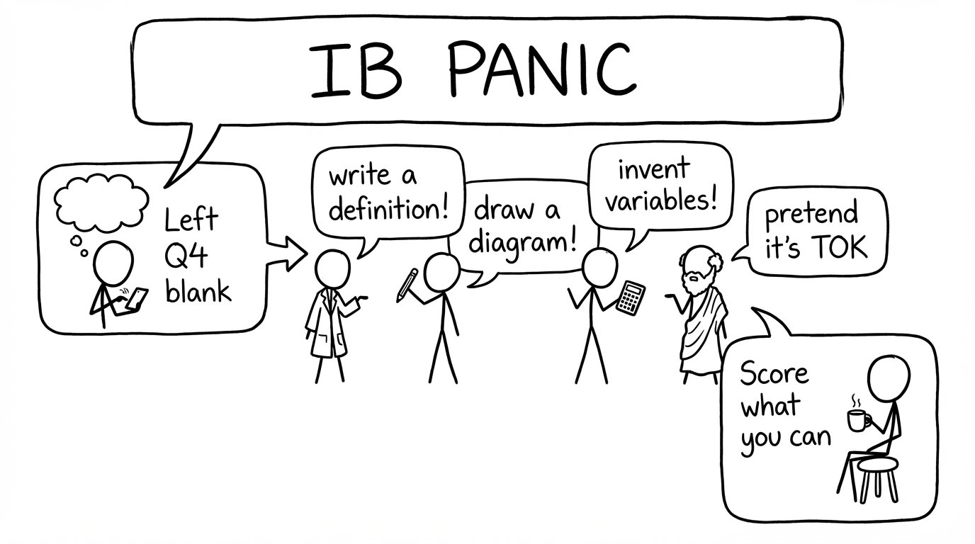 IB Panic group chat giving chaotic advice