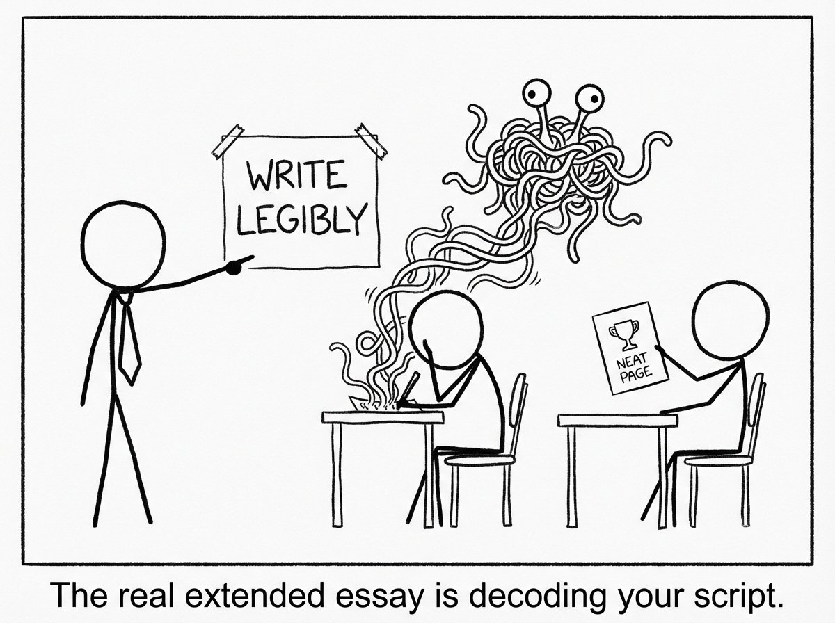 Handwriting as spaghetti monster