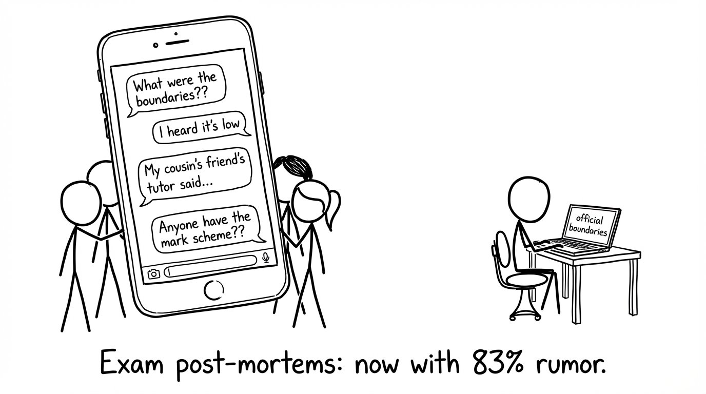 Rumor-filled group chat after the exam