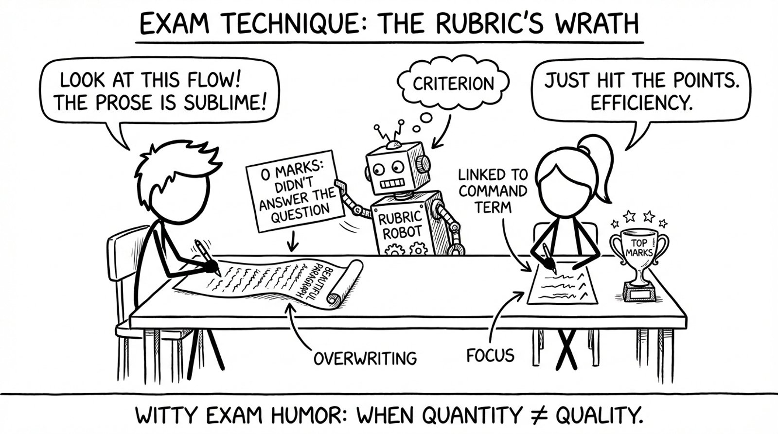Rubric robot rejecting a beautiful paragraph