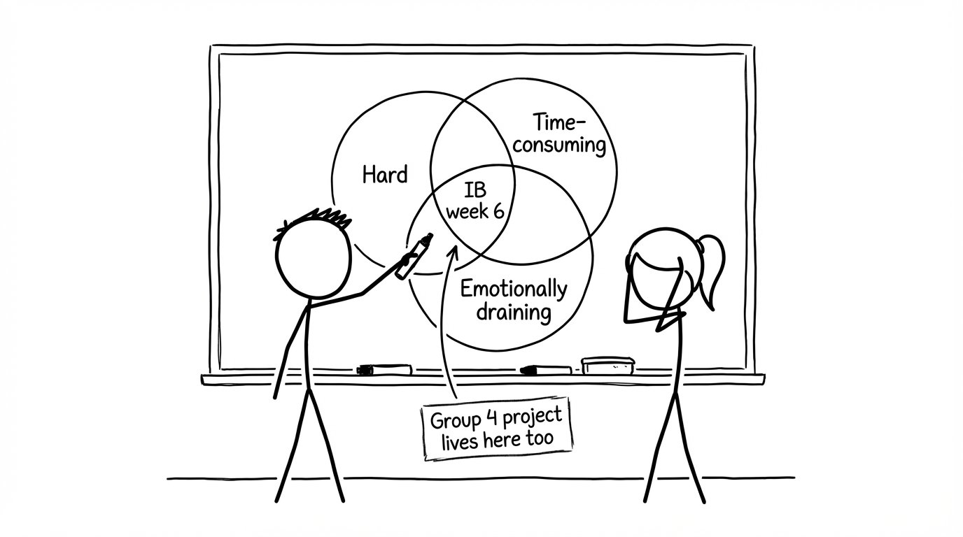 Venn diagram of Hard vs Time-consuming vs Emotionally draining