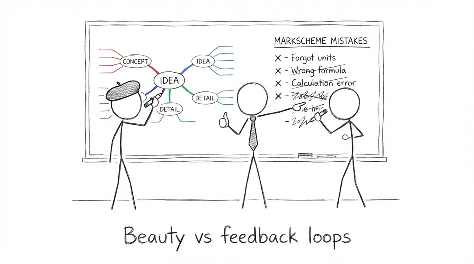 Perfect mind map vs messy “markscheme mistakes” checklist