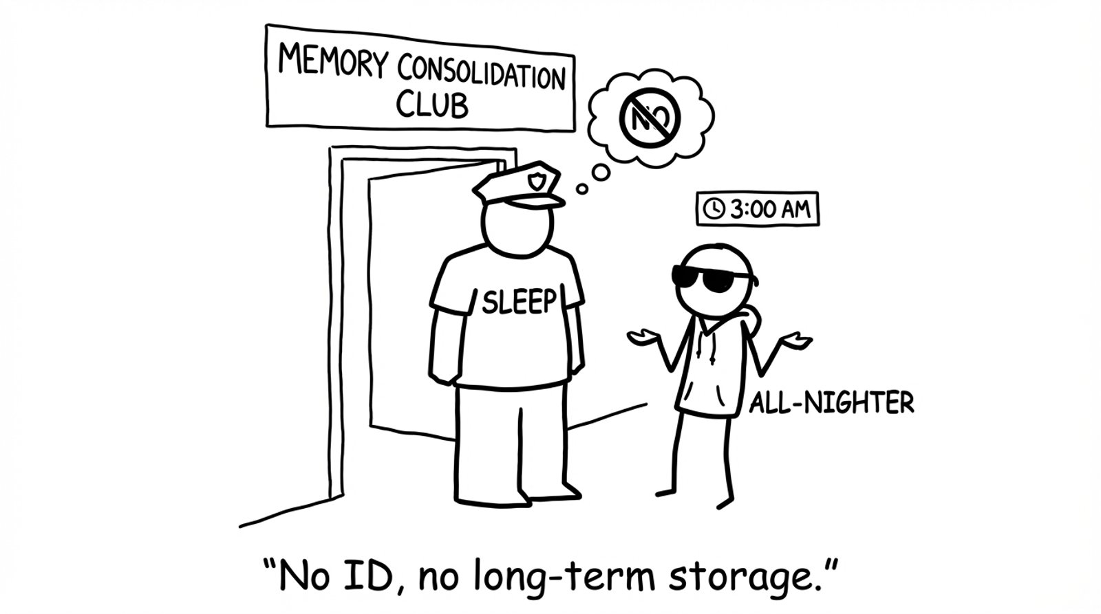 Sleep is a bouncer refusing entry to an all-nighter