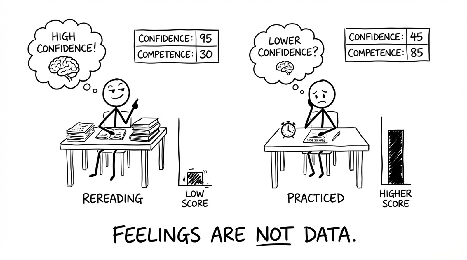 Two students compare confidence vs competence