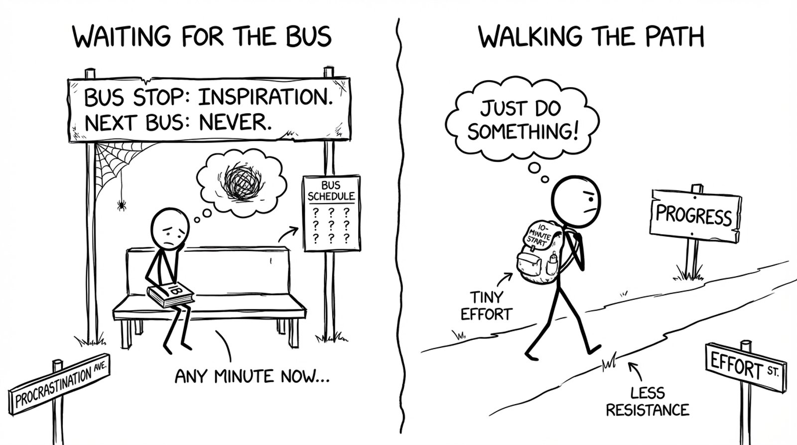 Waiting for inspiration vs starting small