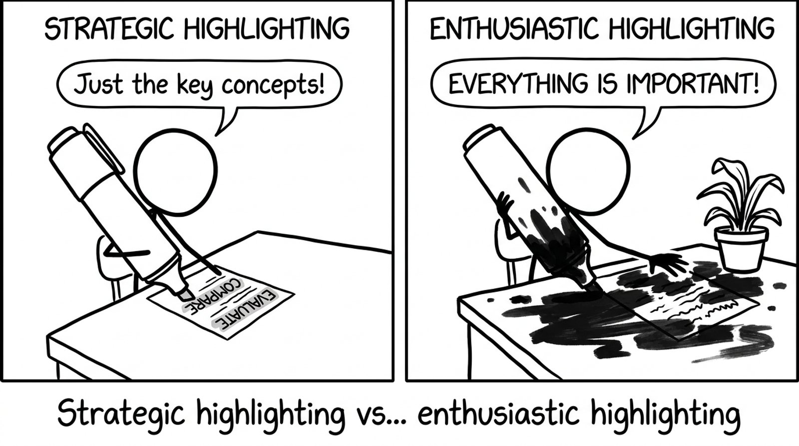 Strategic highlighting vs enthusiastic highlighting