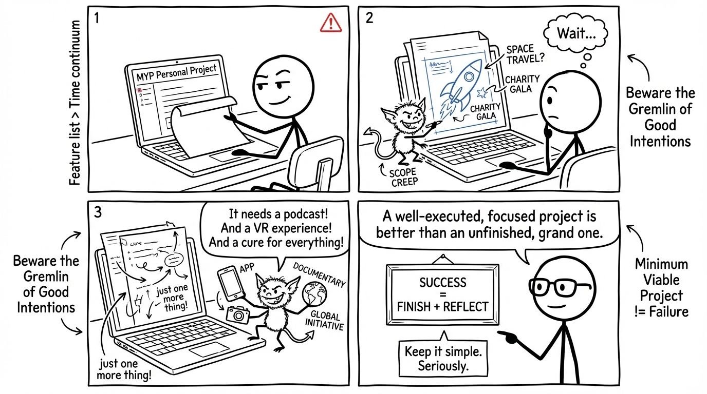 Scope creep gremlin vs finishing and reflecting