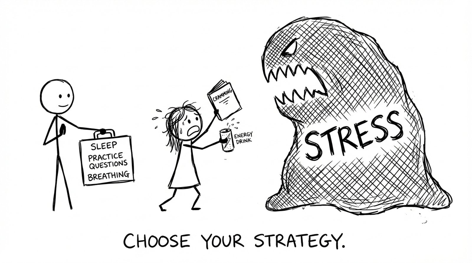 Stress monster vs study strategies