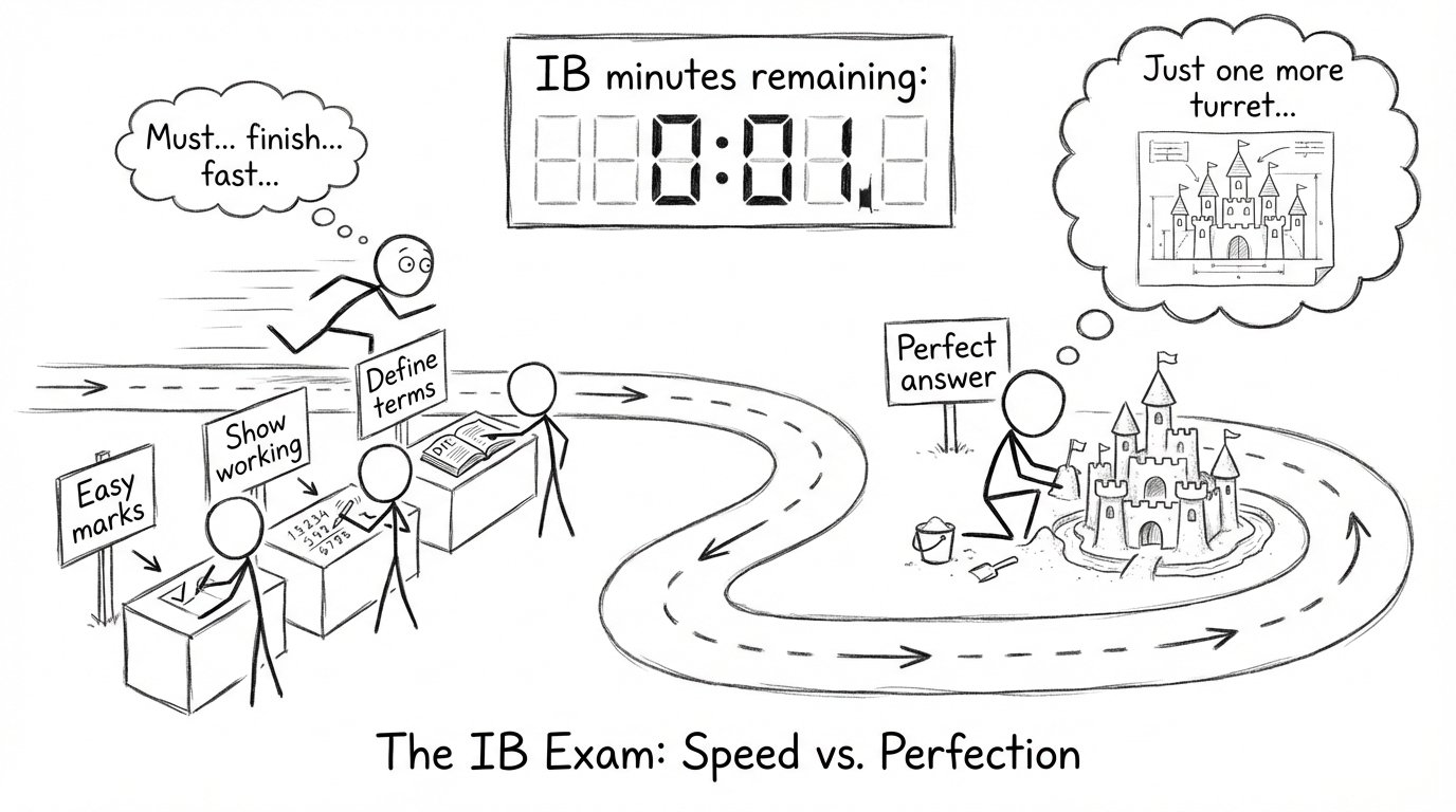 Time management race track with perfection trap
