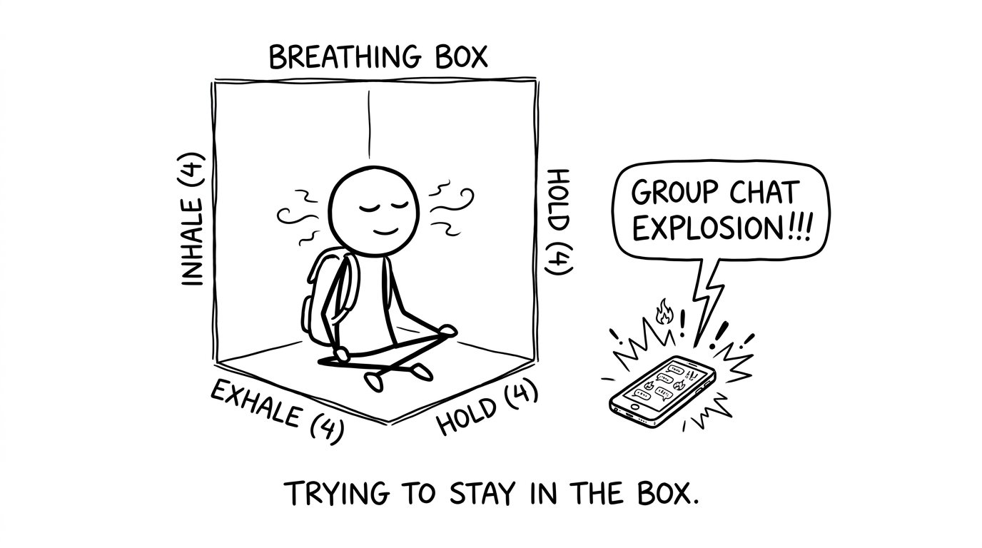 Box breathing while group chat melts down
