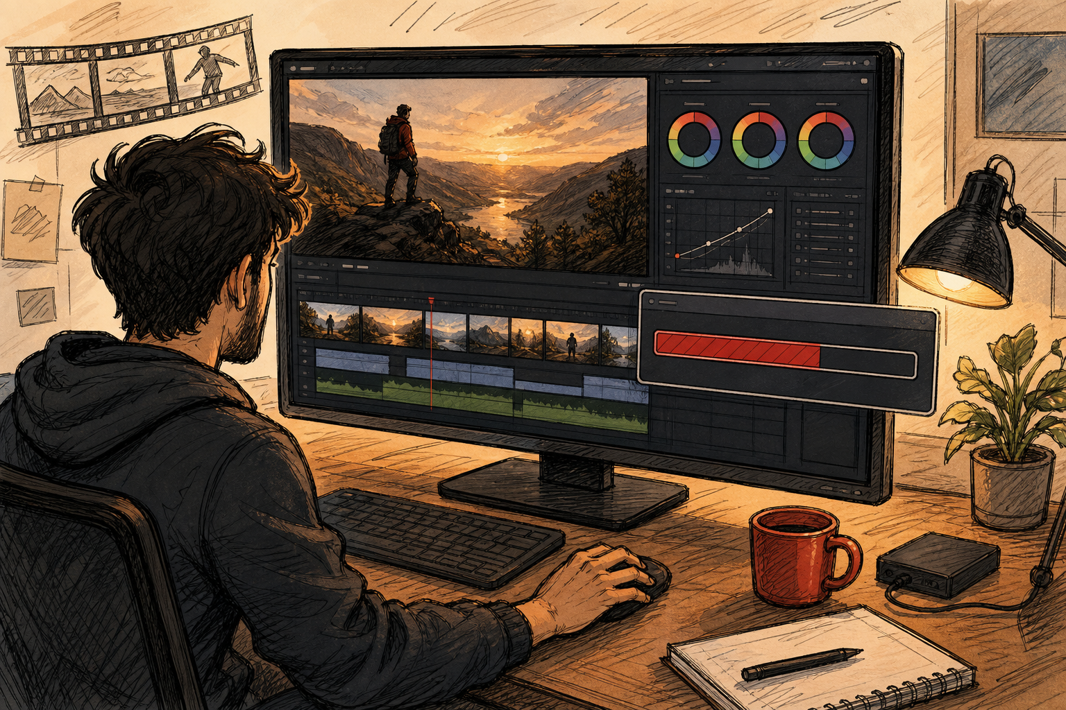 refining and exporting a cinematic video in a video editing workspace.