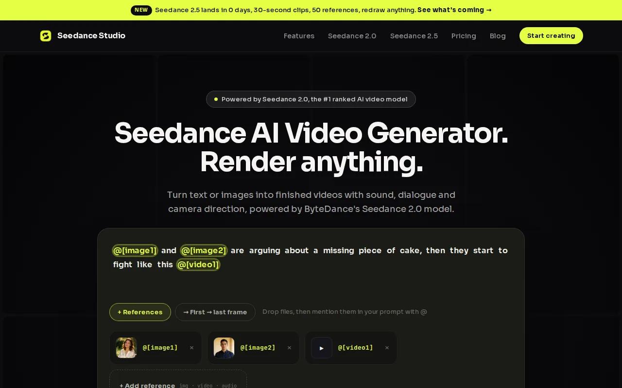 Seedance Studio (Our Top Pick): Best for complete social video prompts: visual reference for 1. Seedance Studio (Our Top Pick): Best for complete social video prompts