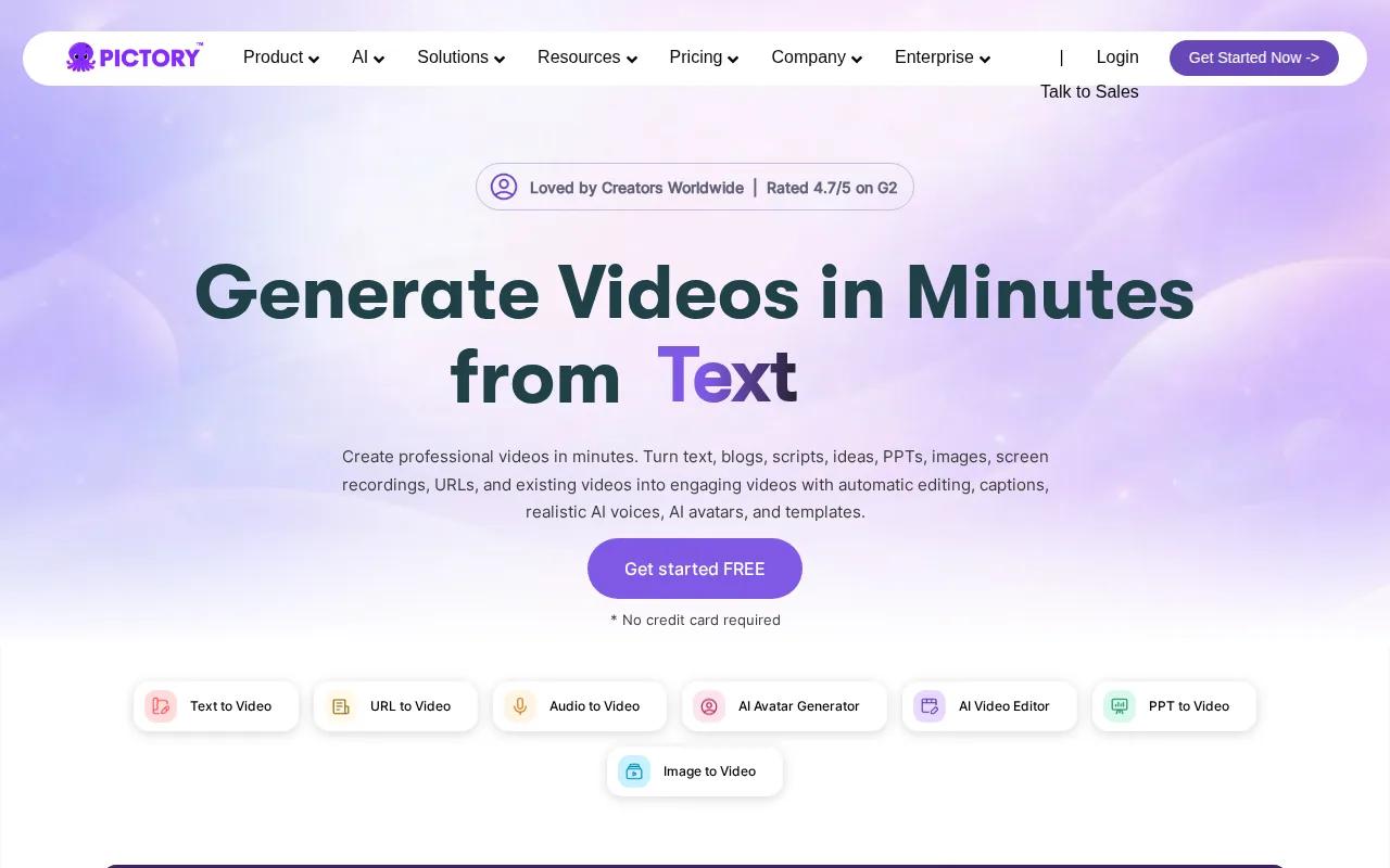 Pictory: visual reference for 5. Pictory — Text-to-video with stock footage and AI voiceovers
