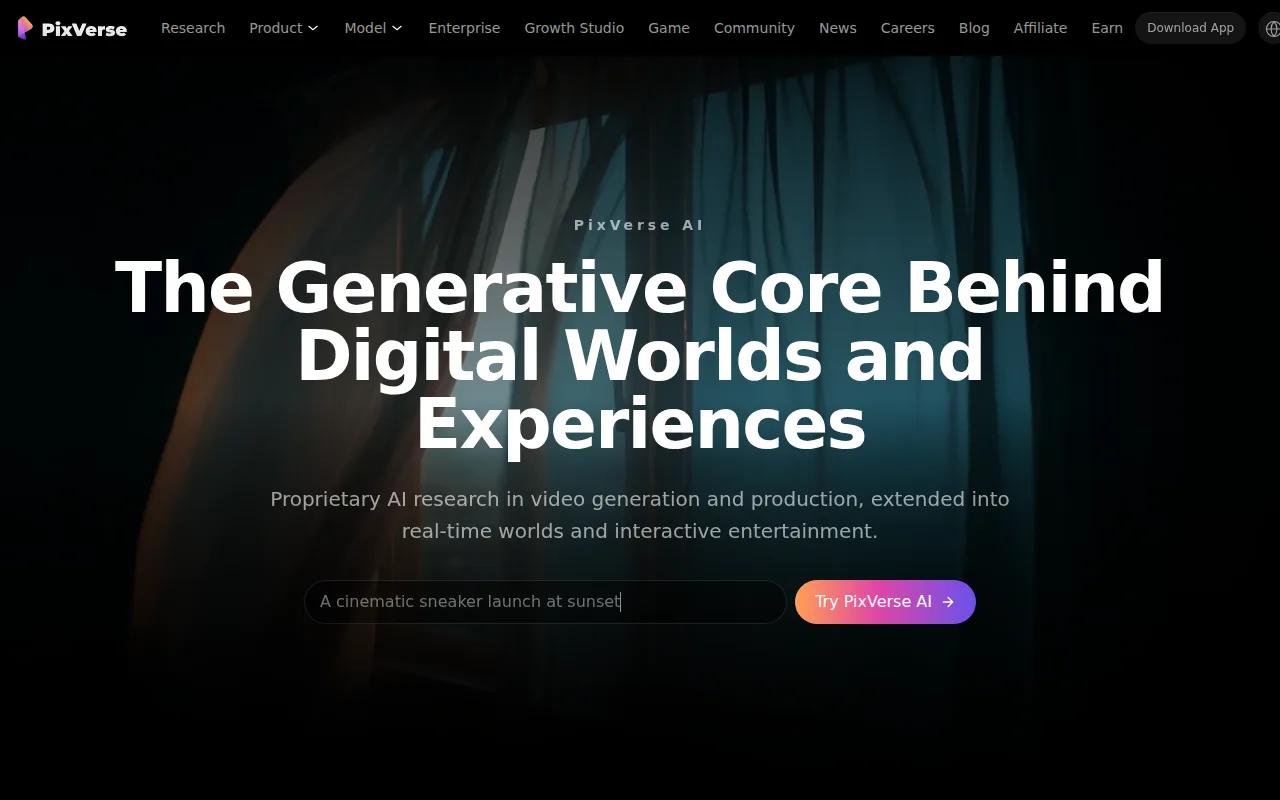 Screenshot of the PixVerse V6 website